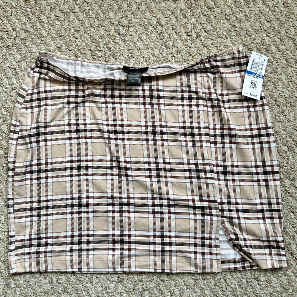 Brown Plaid Mini Skirt Size X-Large